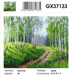 GX37133 Картина по номерам  "Дорога в лесу" 40х50 см