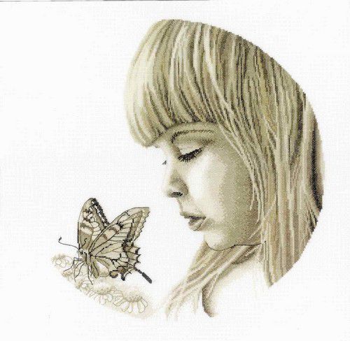 Набор для вышивания крестом РТО "Девочка с бабочкой" М344