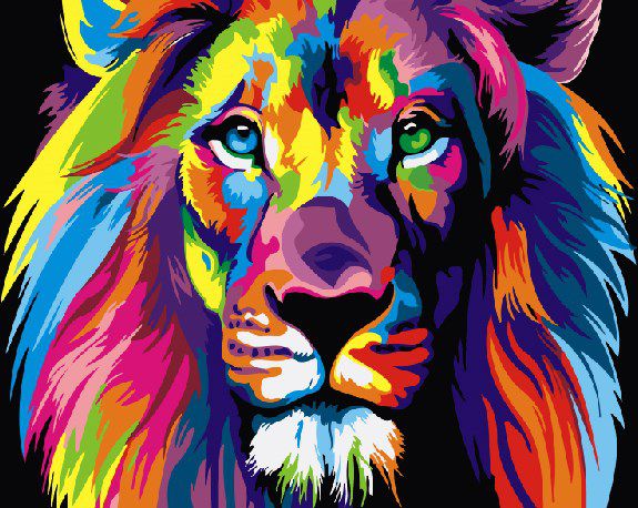 GX 8999 Картина по номерам Paintboy "Радужный лев"