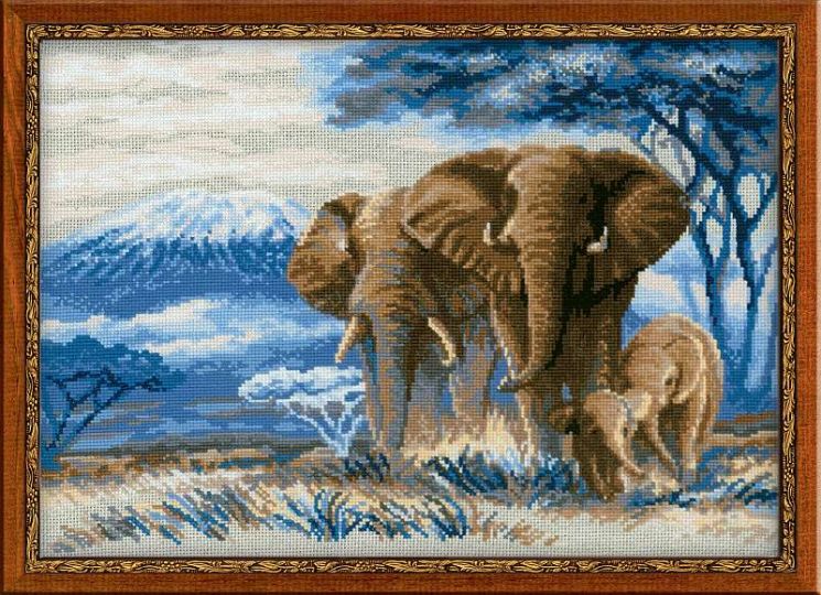 Набор для вышивания Риолис "Слоны в саванне" 1144