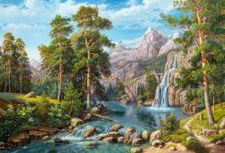 Ag 2435 Алмазная мозаика Гранни "Пейзаж с водопадом"
