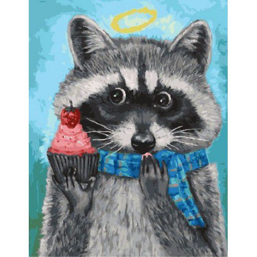 Картина по номерам Paintboy "Енот в шарфе" GX26959