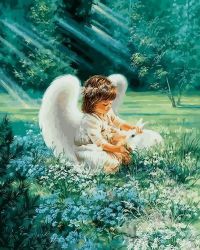 GX8484 Картина по номерам Paintboy "Ангелок с кроликом"