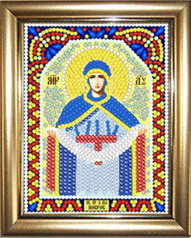 ИМРА5-089 Алмазная мозаика ТМ НАСЛЕДИЕ с рамкой "Покров Пресвятой Богородицы"