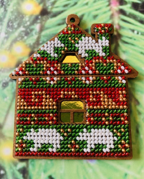 Сами с усами. Набор для вышивания Домик "Мишкин Новый год" 8х7,5 см, арт. С046-01