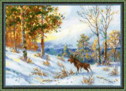 1528 Набор для вышивания Риолис "Лось в зимнем лесу" по мотивам картины В.Л.Муравьева