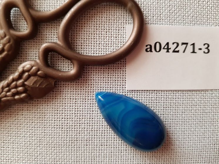 Магнит для игл (Кабошон из агата тонированного синего капля, 15*30*7мм) а04271-3