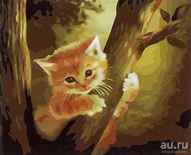 Картина по номерам Paintboy "Котенок на дереве" GX6684