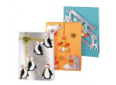 Набор для скрапбукинга (для создания 3-х открыток) Белоснежка "Веселые пингвины" 120-SB
