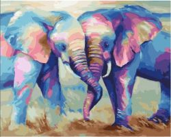 МСА352 Картина по номерам Paintboy "Влюбленные слоны"