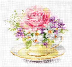 2-56 Набор для вышивания Алиса "Легкие краски утра. Чашечка с розой"
