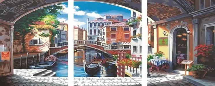 Картина по номерам Paintboy "Арка в Венеции" триптих KX-0001