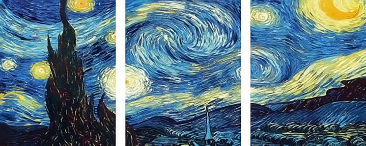 Картина по номерам Paintboy "Звездная ночь" Ван Гог, триптих KX-0042