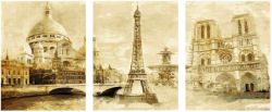 KX-0063 "Ретроспектива Парижа" Картина по номерам, триптих