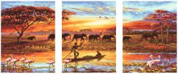 KX-0066 "Яркая Африка" Картина по номерам, триптих