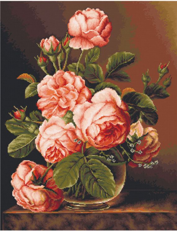 B488 Набор для вышивания Luca-S "Розы в вазе"
