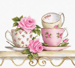 BA2327 Набор для вышивания Luca-S "Чайные чашки с розами"