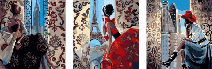 Картина по номерам Paintboy "Красивые женщины в роскошных местах" триптих PX5086 