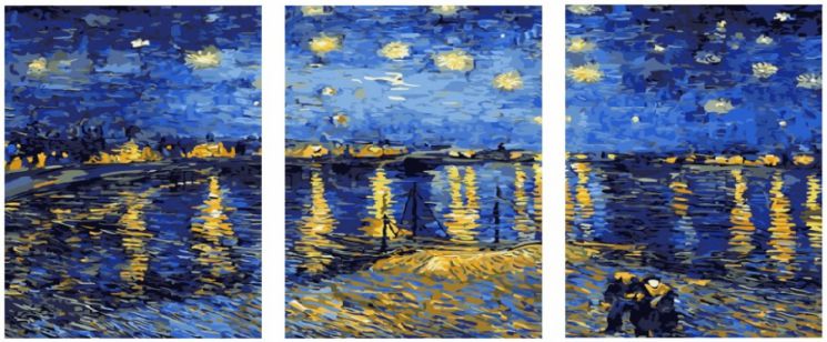 Картина по номерам Paintboy "Вечер в заливе" Ван Гог триптих PX5145