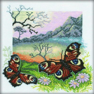Набор для вышивания крестом РТО "Бабочки с пейзажем" М125